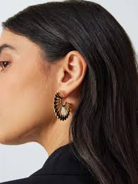 JOHN LEWIS Peacock Feather Hoop Earrings in Gold
