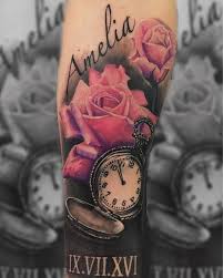 Here S A Father Daughter Design I Ve Done Colour Realism Pink Roses And A Realistic Black And Tattoos For Daughters Rose Tattoo With Name Baby Feet Tattoos