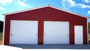 The prefab lift garage is built on the plans of our 2, 3 or 4 car garages and simply adapted with higher walls and a scissors truss to accomodate the height needed for a lift garage. Metal Garages Prefab Garages Metal Garage Buildings Metal Garage Kits