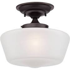 Instantly update the look of a room with new flush mount ceiling lights. Regency Hill Schoolhouse Ceiling Light Semi Flush Mount Fixture Bronze 12 White Glass For Bedroom Kitchen Target