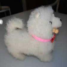 Vintage Japanese Articulated Toy Pet Dog and Her Puppy With Accessories