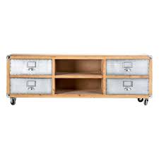 Ensemble meuble tv + casier. Meuble Tv Industriel Sur Roulettes 4 Casiers Marteles Vical Home Vh