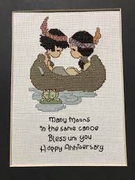 Aida 14, cream 167w x 164h stitches size(s): Many Moons In The Same Canoe Precious Moments Cross Stitch Cross Stitching Cross Stitch Letters Cross Stitch Patterns