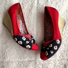 Poetic License London Bow Tie Red Sunflower Wedges