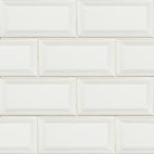 Bullnose trim tile to use as a finished edge in your wall tile design. White Glossy Beveled Subway Ceramic Tile Nwhiglo3x6bev