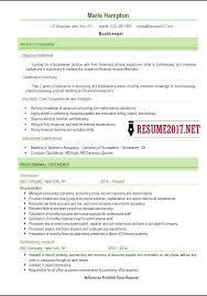 latest bookkeeper resume 2017 