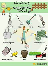 In The Garden Vocabulary In English Eslbuzz Learning English English Vocabulary Vocabulary Garden Tools