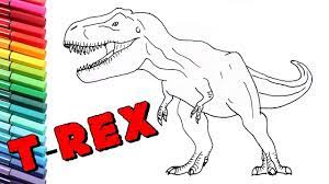Follow along to learn how to draw a cartoon tyrannosaurus rex dinosaur easy, step by step art tutorial. How To Draw New Jurassic Worls T Rex Drawing And Coloring Dinosaur For Childrens Youtube