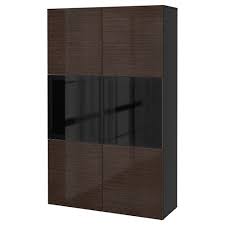 Havsta Storage Comb W Sliding Glass Doors Dark Brown Ikea In 2020 Glastur Glasschiebetur Rauchglas