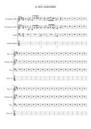 A Nos Souvenir Sheet Music For Trumpet In B Flat Saxophone Alto Tuba Bass Mixed Quartet Musescore Com