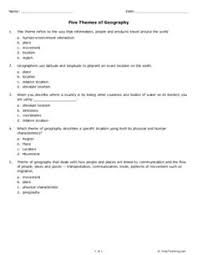 Five Themes Of Geography Free Printable Tests And Worksheets Five Themes Of Geography Geography Worksheets Geography