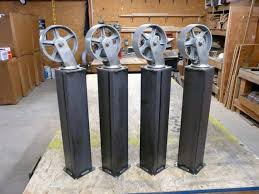 Set Of 4 Industrial Metal Table Legs W Casters 185 I Can Make These In Any Length For Use As Kitchen Metal Table Legs Industrial Metal Table Legs Table Legs