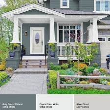 Backyard view of american two story house, gray exterior paint. Glidden High Endurance Plus Exterior Paint And Primer Grey Green Wetland 30bg 18 060 Image 3 Of 7 Exterior Gray Paint Exterior Paint Grey Exterior