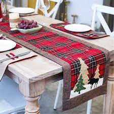Linen Christmas Tablecloth Elk Snowman Table Merry Christmas Etsy In 2020 Christmas Table Cloth Xmas Table Decorations Table Cloth