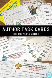 Author Search Task Cards Provide Fun Activities With 80 Author Names To Practice Library And Language Ar Library Skills Library Activities Task Card Activities