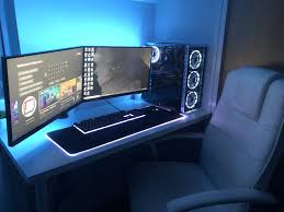 First Pc Setup How Did I Do One Of The Monitors Are Wonky But I Corrected It In 2020 Video Game Room Design Pc Setup Gaming Room Setup