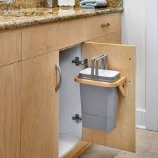 Check spelling or type a new query. Single Door Mount Vanity Waste Container For 30 Vanity Base Cabinets 8 Quart 2 Gallon Metallic Silver Bin With Maple Frame By Rev A Shelf Kitchensource Com
