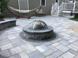 Concrete Paver Patio With Landscaping Lighting Fire Pit Paver Patio Patio Concrete Paver Patio
