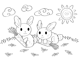 This is a printable coloring page and the outline is in bold black, while the whiskers and other body shapes are in thinner lines. Printable Rabbit Coloring Page