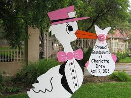 We Have An Assortment Of Fun Baby Lawn Signs For Birth Announcement Please Be Sure To Scroll Down To See All The Stork Yard Sign Stork New Grandparent Gifts