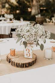 Elegant Laid Back Mccormick Home Ranch Wedding With Pops Of Blush And Diy Touches Junebug Weddings Small Wedding Table Decorations Wedding Table Centerpieces Wedding Centerpieces
