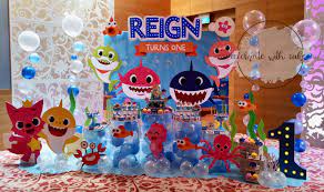 Celebrate With Cake Baby Shark Themed 1st Birthday Dessert Table