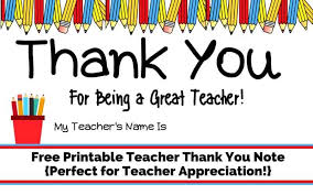 Give an accordion 'thank you' card to the. Free Printable Teacher Thank You Note Perfect For Teacher Appreciation