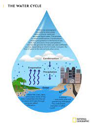 It involves the movement of water into and out of various reservoirs, including the atmosphere, land, surface water, and groundwater. Investigating The Water Cycle National Geographic Society