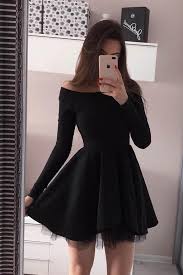 Simple Long Sleeves Black Off The Shoulder Mini Prom Homecoming Dresses Graduation Dress Ld1401 Short Red Prom Dresses Simple Homecoming Dresses Long Sleeve Homecoming Dresses