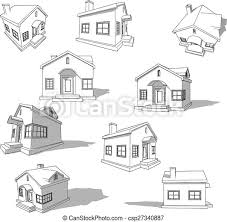 Sie können wählen zwischen der recht klassischen 2d. Haus Skizze Abstrakt Skizze Ansichten Einfache Haus Abstrakt Verschieden Hintergrund Neun Weisses Canstock