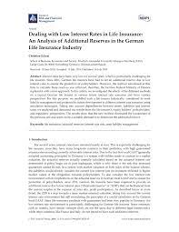 In property & casualty insurance there is a reserve for each specific claim based on the expected ultimate value of. Pdf Dealing With Low Interest Rates In Life Insurance An Analysis Of Additional Reserves In The German Life Insurance Industry