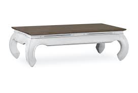 Table blanche en bois patiné, avec un tiroir et joli poignée coquille. Abume Table Opium Rectangulaire Blanche Bois De Mindi