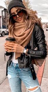 Black Leather Biker Jacket Casual Outfit For Women Searching To Find A Stylish New Black Le In 2020 Winter Fashion Outfits Casual Winter Outfits Fall Fashion Outfits