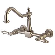 Kingston brass cold water cartridge for kingston brass ks127.axbs kitchen faucet. Kingston Brass Ks1248al Heritage Wall Mount Bridge Kitchen Faucet Brushed Nickel Kingstonbrass Com