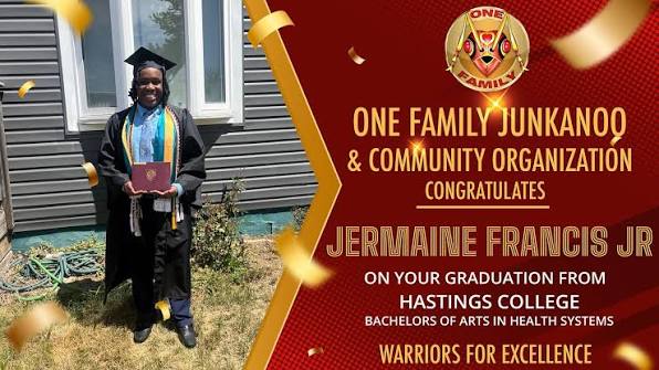 One Family Junkanoo congratulates Jermaine Francis on graduation