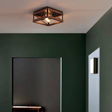 Black farmhouse flush mount light. Buy Rustic Farmhouse Flush Mount Light Fixture Two Light Metal And Wood Square Flush Mount Ceiling Light For Hallway Bedroom Kitchen Entryway Black Online In Turkey B083jfmr16