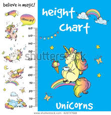 kids height charthand drawn unicornsfunny vector stock