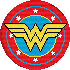 Quick and easy, the cross stitch piece fits comfortably into a 6 inch hoop and has a touch of gold metallic thread to add a hint of sparkle. Wonder Woman Shield Cross Stitch Pattern Pdf By Leiapatterns Handbroderi Stickning Korsstygn