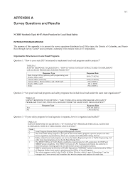 Appendix A Survey Questions And Results State Practices For Local Road Safety The National Academies Press