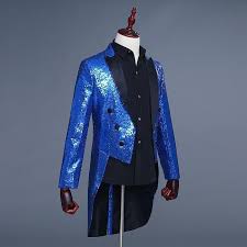 Splendid Sequin Tuxedo Costume Style Men Slim Blazer Fitness Costume Slim Blazer Tuxedo Costume