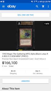The gathering card ever made, sold wednesday for $511,100. Alpha Black Lotus Bgs 9 5 Sells For 166 100 Magictcg