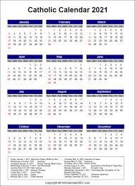 Liturgical Roman Catholic Calendar 2021