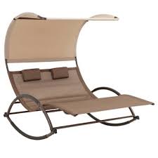 Explore modern outdoor lounge chairs with sleek frames in materials like metal, mesh or wood. Outdoor Double Chaise Lounge Chair Rocking Bed With Sun Shade Wheels Brown Crestlive Products Target