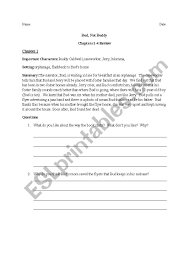 Bud Not Buddy Chapter Summaries 1 4 Esl Worksheet By Kimberlyag
