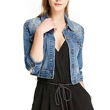 Half Black And Blue Denim Jacket Susielady Women Casual Denim Jacket Jeans Tops Half Sleeve Trucker Coat Outerwear Girls Fashion Slim Outercoat Windbrea Denim Jacket Women Fashion Denim Jacket