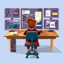 Vector Cartoon Trader Financial Analyst Workplace Financial Analyst Business Cartoons Analyst