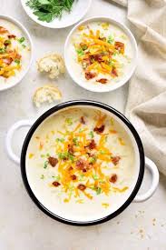 This loaded baked potato soup is a warm and comforting soup that is quickly made. Loaded Potato Soup No Peeling Baking Or Draining