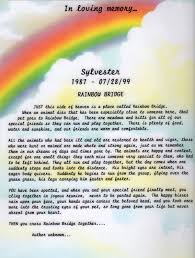 I created a free printable based on 'rainbow bridge' in loving memory of my daughter's (and our family's) cat, caressa, who died yesterday. Pet Loss Poems