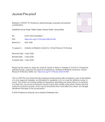 Pdf Diabetes In Covid 19 Prevalence Pathophysiology Prognosis And Practical Considerations
