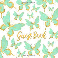 What is a beautiful butterfly? Guest Book Mint And Gold Butterfly Sign In Log Pretty Butterfly Pattern Signature Book For Visitors To Write In Memory Book For Birthday Party For Name And Address Square